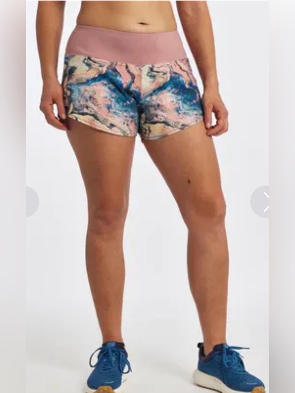 Oiselle Roga Running Shorts 14 Bright Marble Print Pink Blue Activewear Gym
